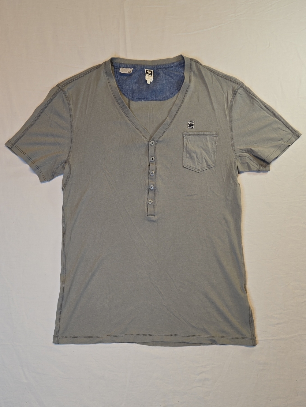 G-Star Raw Rct Seyford Granddad Gray Short-Sleeve 1/2 Button Down T-Shirt
